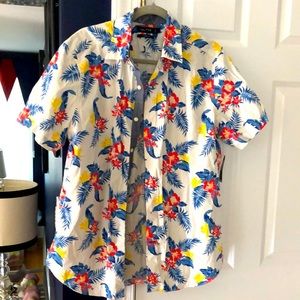 Nautical floral mens shirt size L